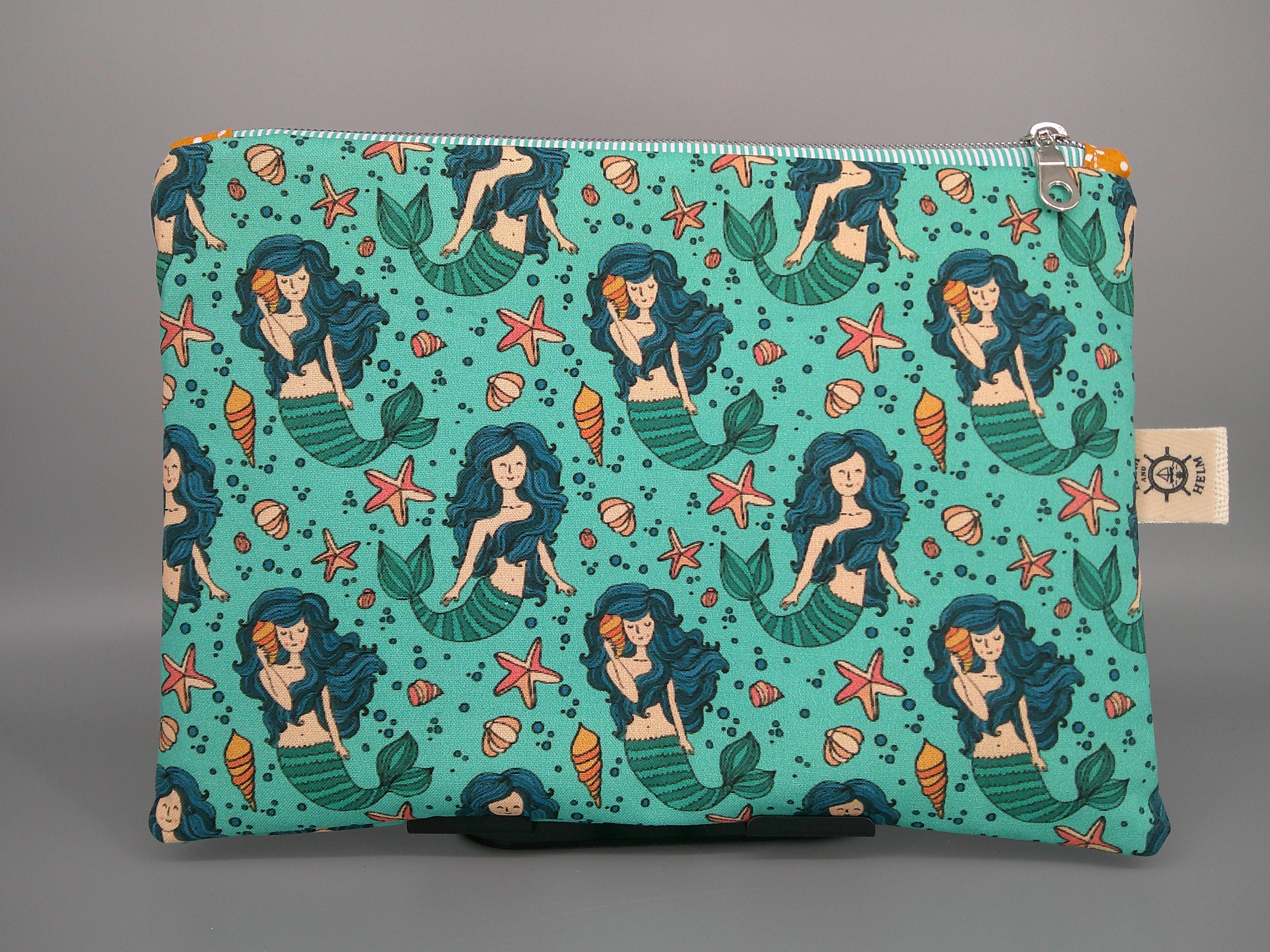 Shell Yeah! Mermaid Zipper Pouch – Handmade, 10" x 7.5", Whimsical Ocean Storage