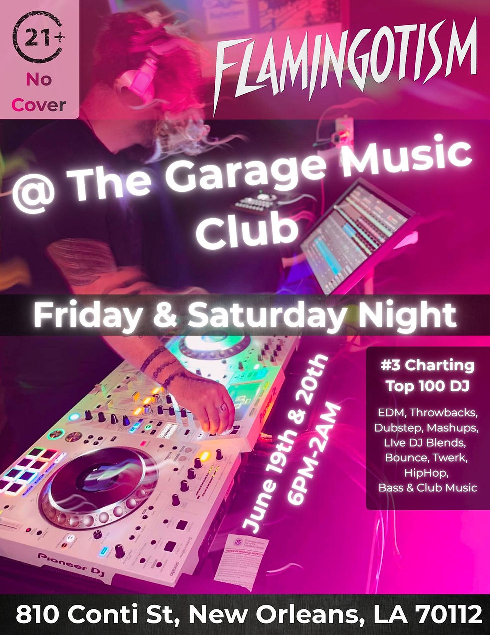 Flamingotism Live at The Garage Music Club New Orleans – Saturday Night on Conti