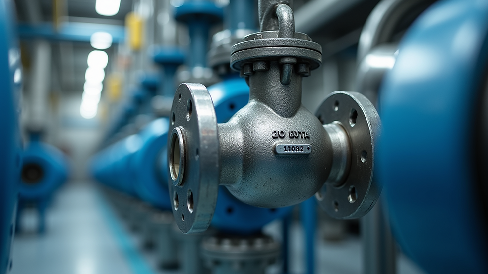 Close-up view of industrial valve with metallic finish