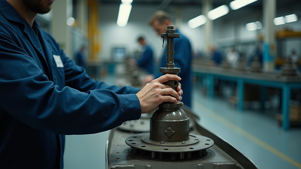 Wide angle view of a valve workshop