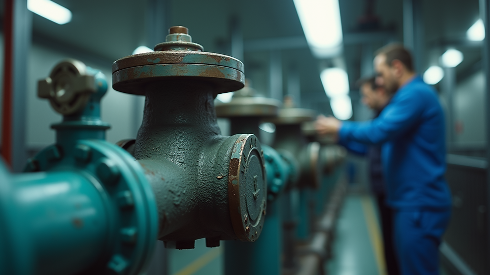 Eye-level view of a ball valve in operation