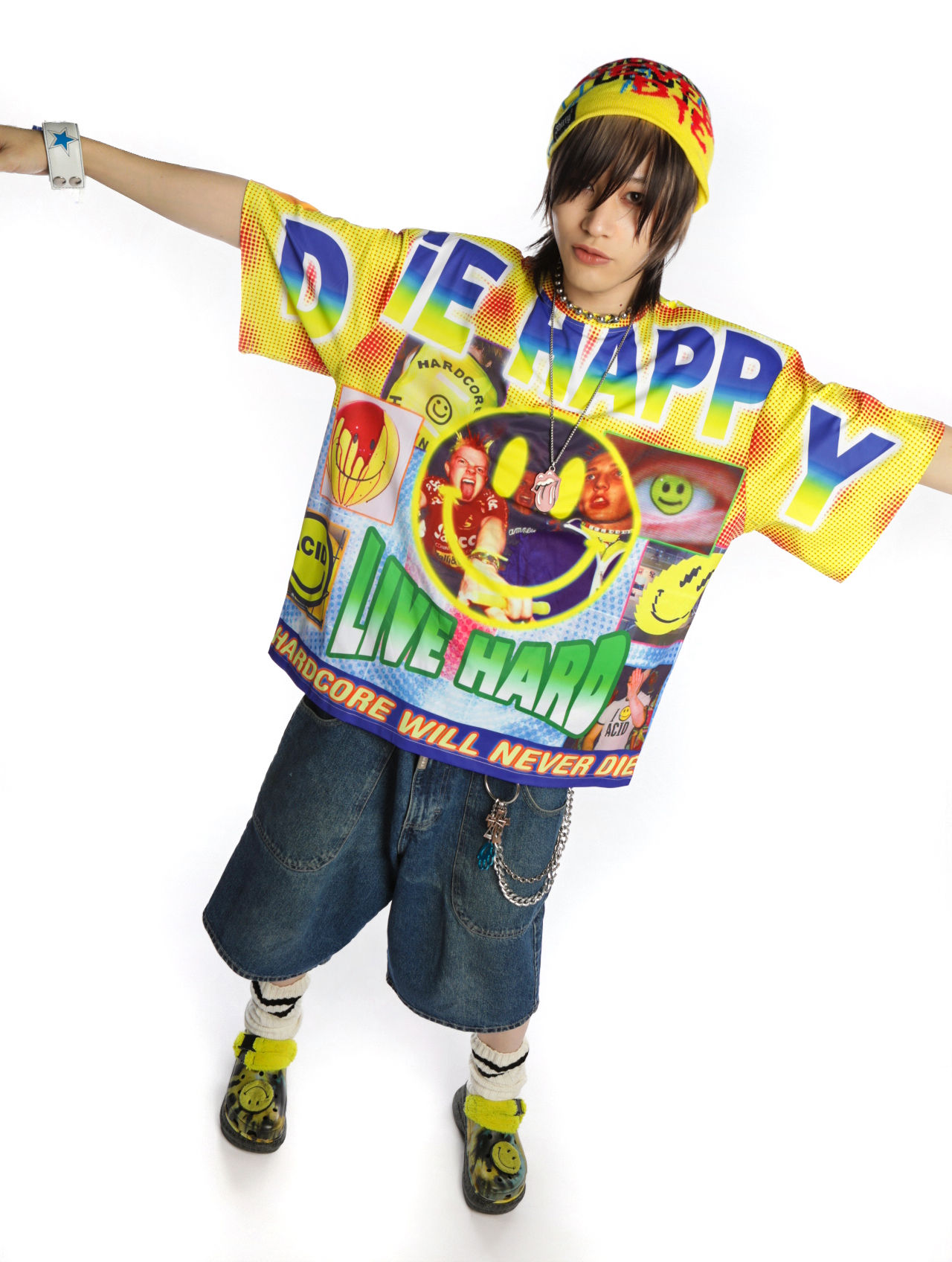 LIVE HARD+DIE HAPPY RAVER OVERSIZED TEE