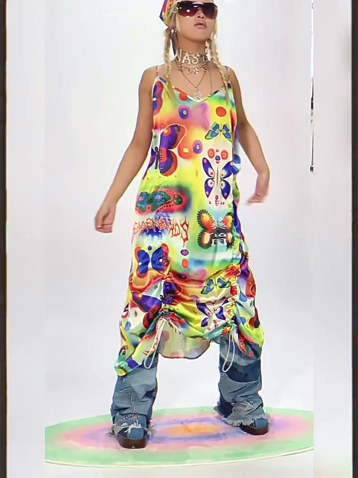 Thumbnail: BUTTERFLY SLIK SLIP DRESS