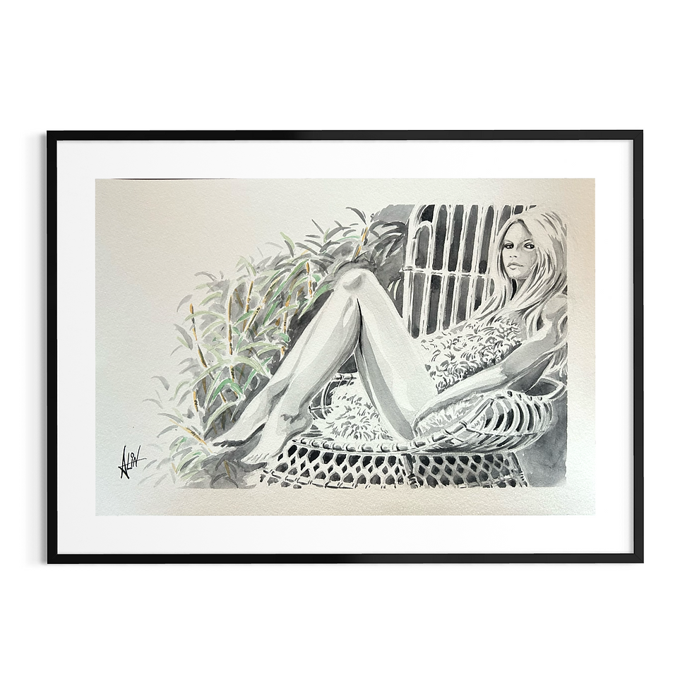 Original watercolor painting by Alin contempory French artist luxury art gallery Saint-Tropez