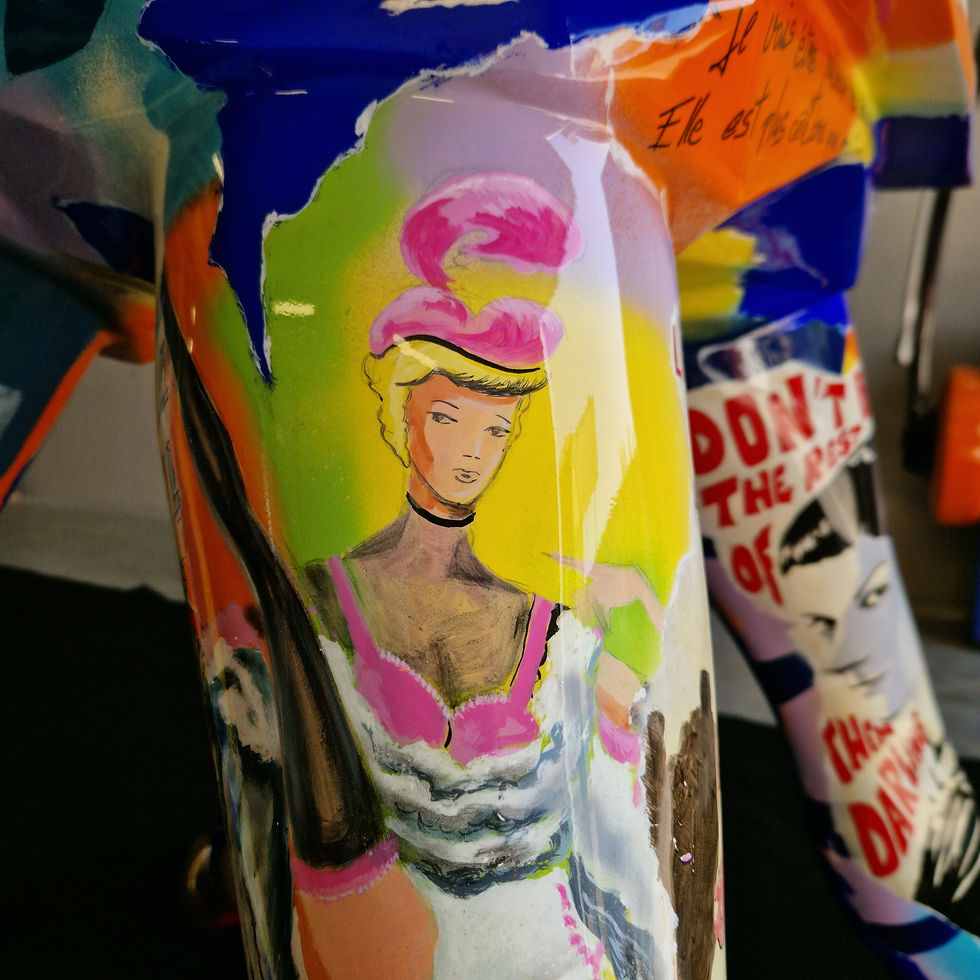 Détail peinture - Dame Simone, sculpture monumentale, ALIN