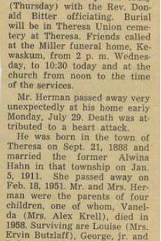 Sunday's Obituary - George Herman