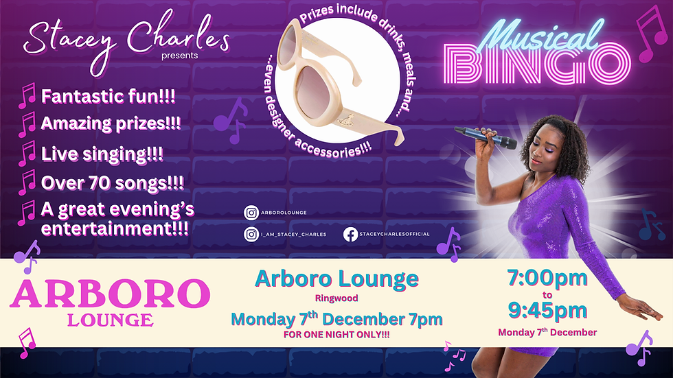 Midweek Musical Bingo at Arboro Lounge (Ringwood) - Monday 7th December 7pm to 9:45pm