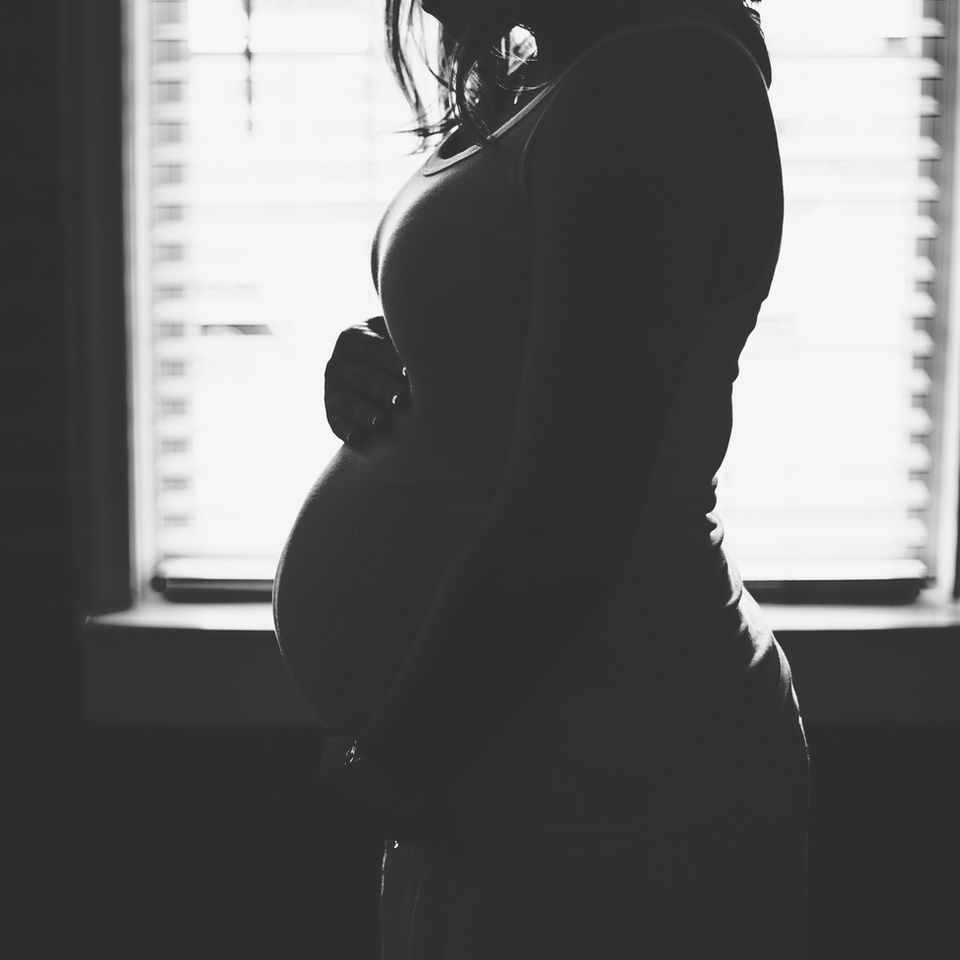 Maternity Photography by Blake Ferguson depicts a Silhouette of a Pregnant woman in ambient on-location lighting in Ontario, Canada.