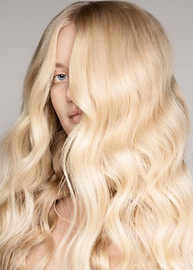 Woman with blonde hair extensions