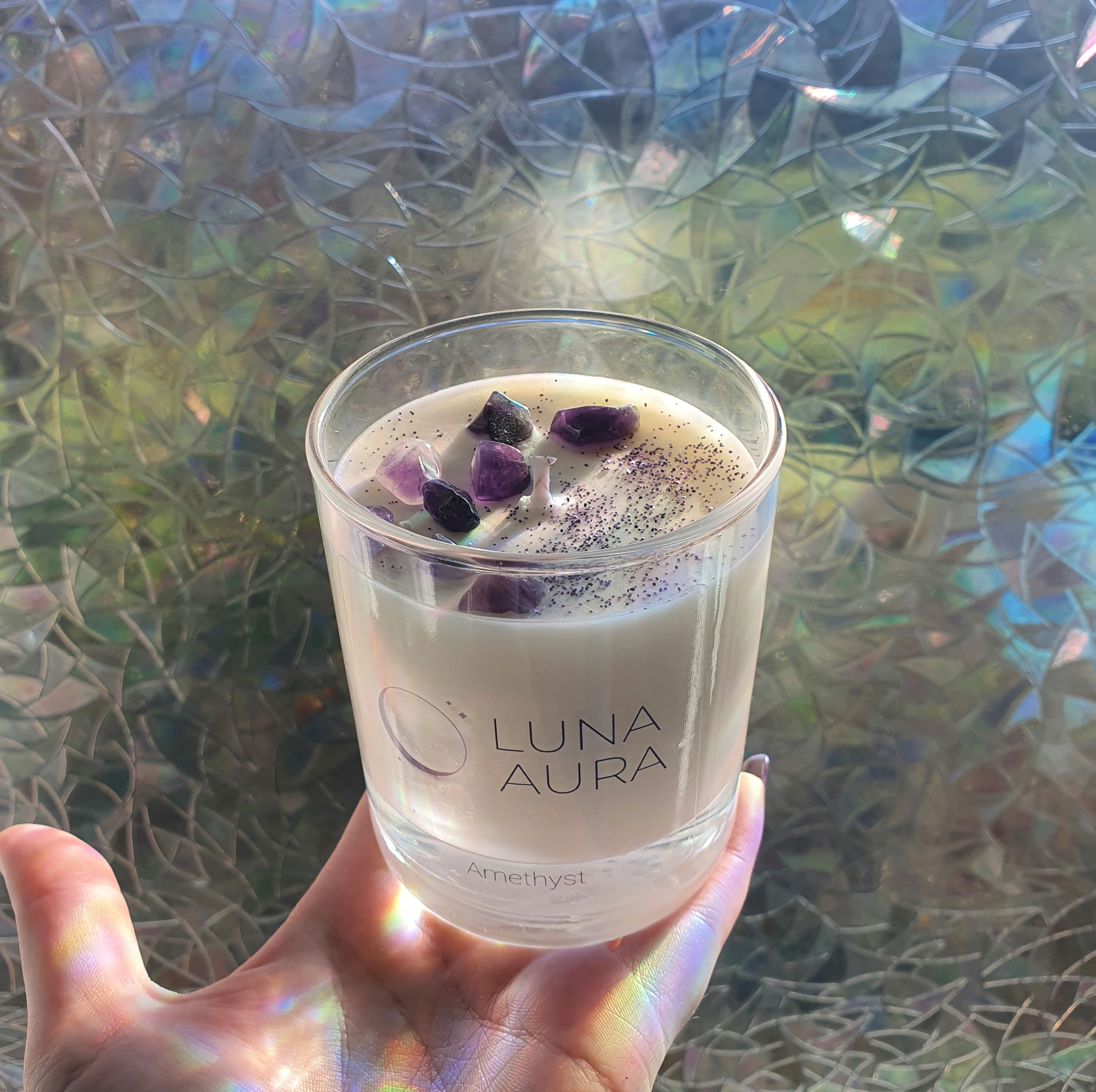 Amethyst Infused |French Lavender scented handmade candle