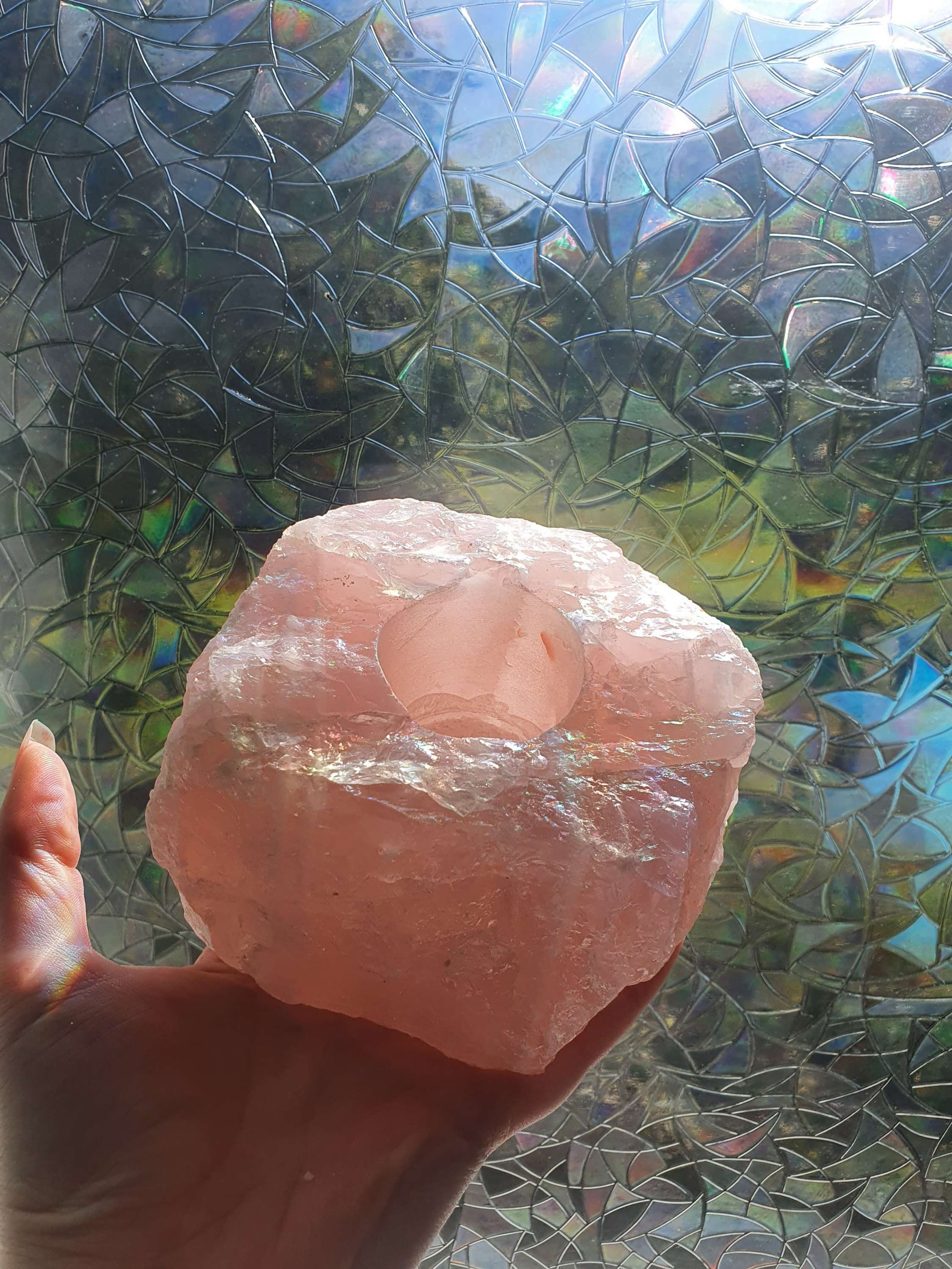 Rose Quartz candle holder