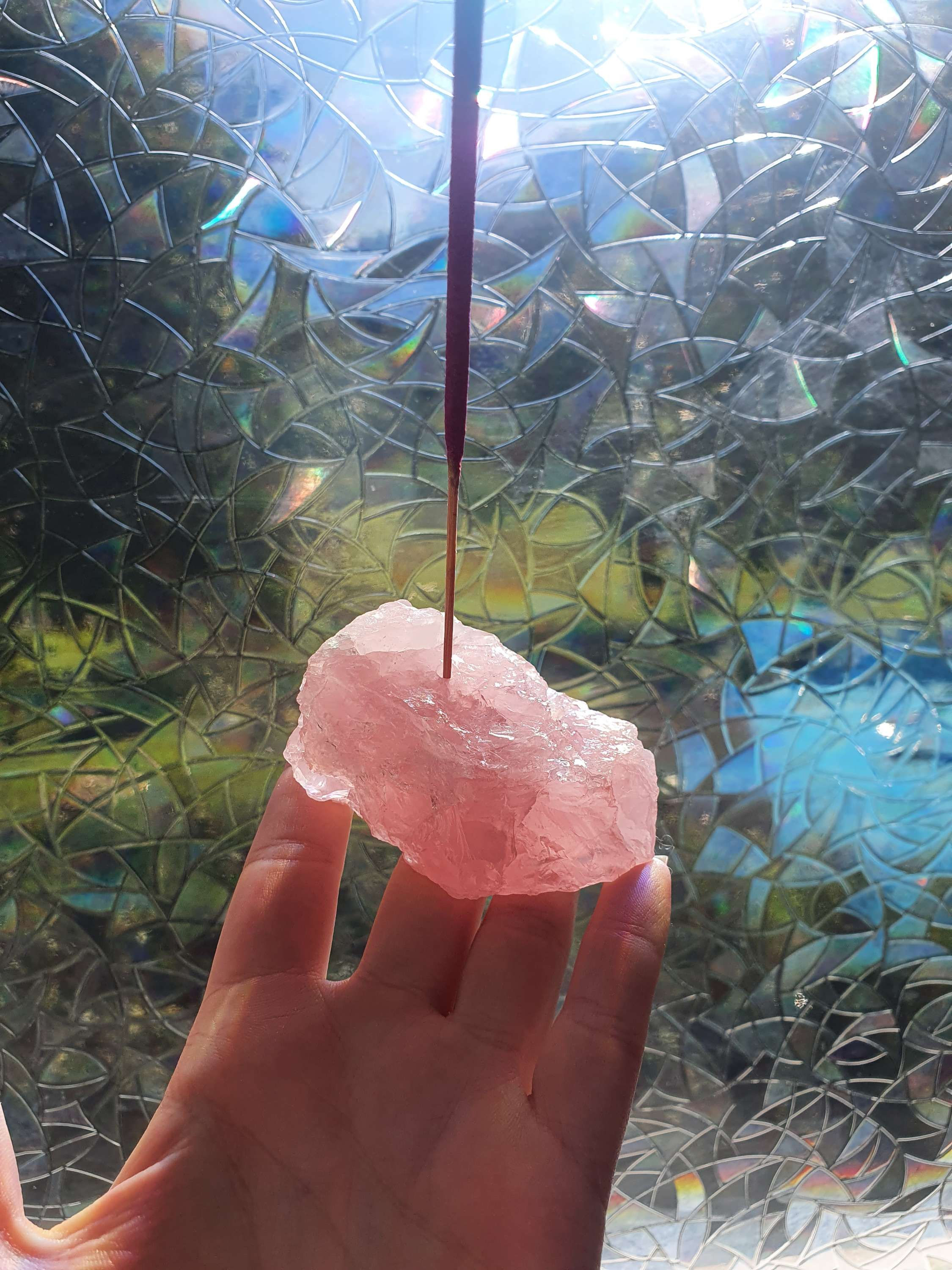 Raw Rose Quartz Incense holder