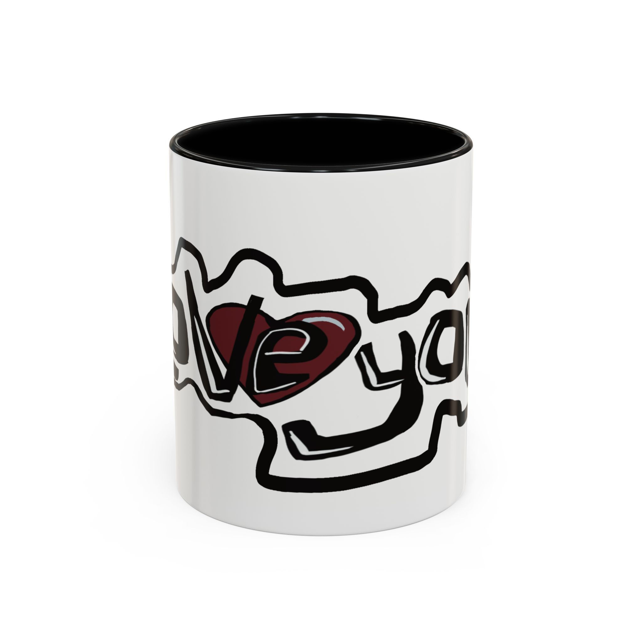 Accent Coffee Mug - 'Love You' Heart Doodle Design (11/15 oz)