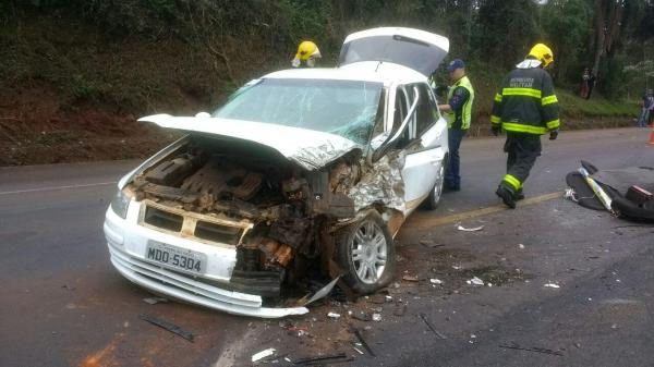 Cordilheira Alta-Colisão entre carro e caminhão deixa uma pessoa ferida na BR-282