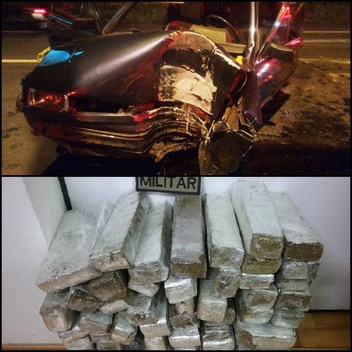 Quase 50 quilos de maconha são encontrados em automóvel após acidente no Oeste de SC