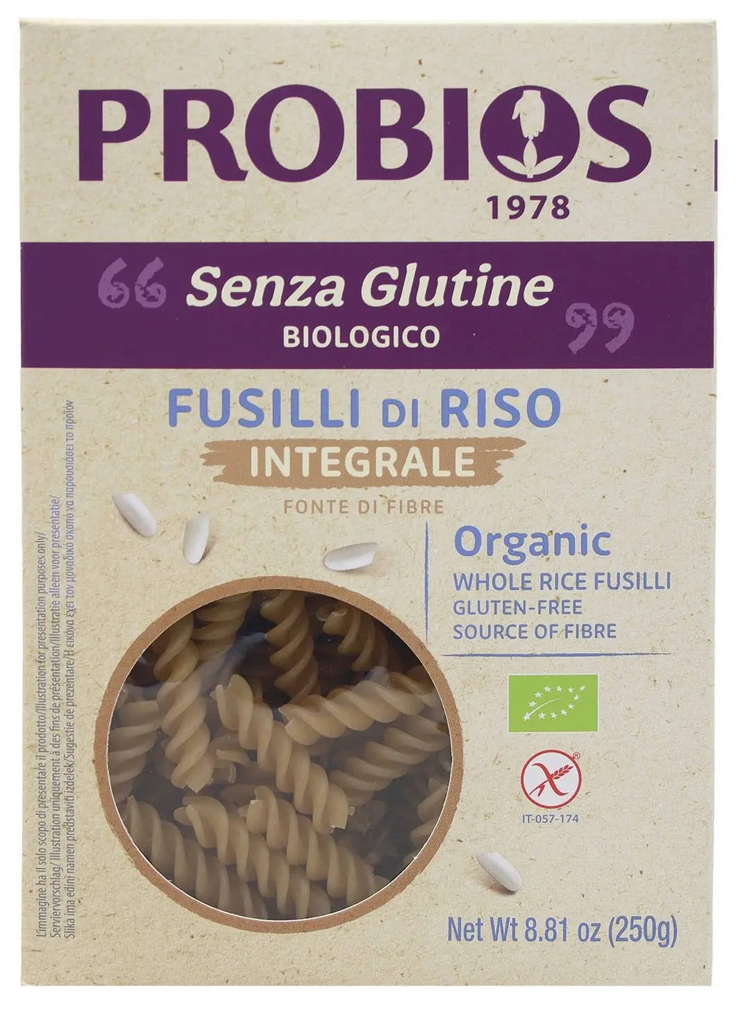 Fusilli di riso integrale senza glutine - Probios