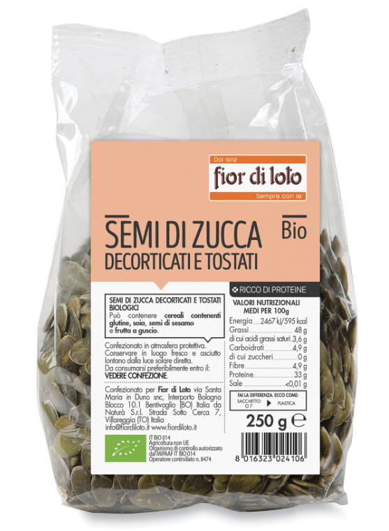 Semi di zucca decorticati e tostati Fior di Loto