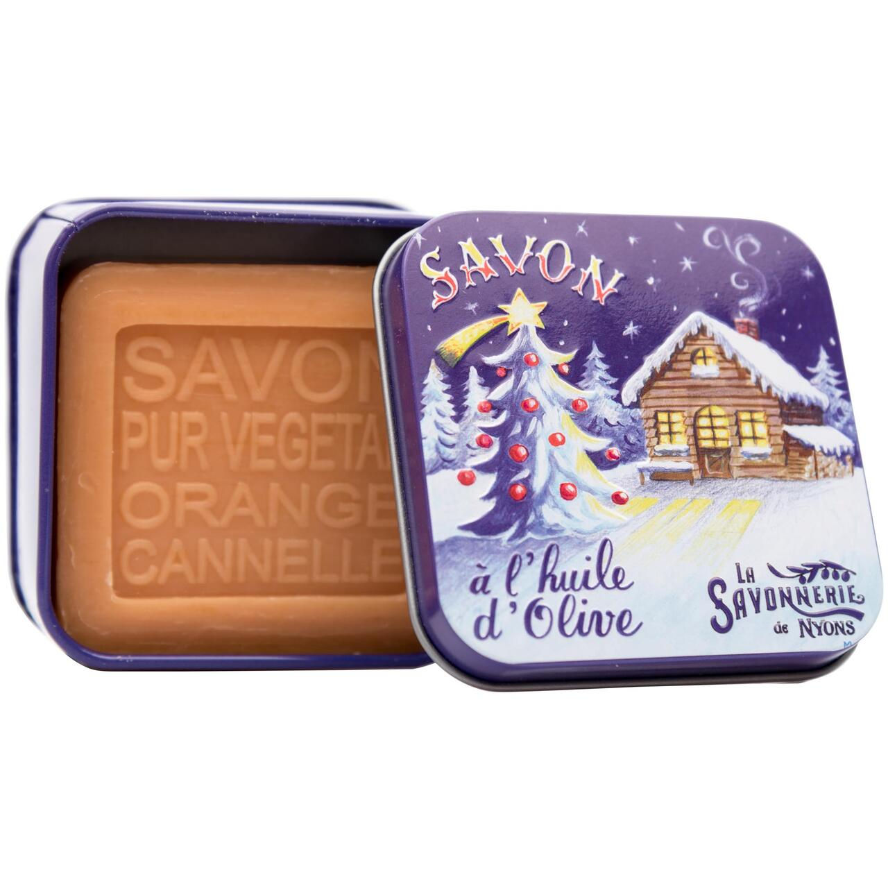 Sapone artigianale all'arancia e cannella con scatola in latta