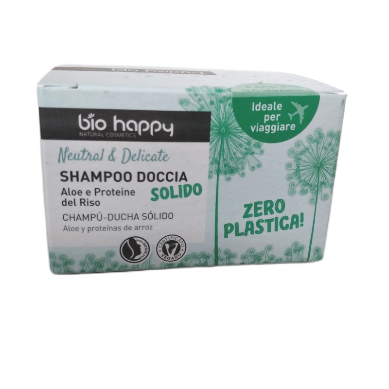 Shampoo solido neutro e delicato aloe e proteine del riso Bio Happy