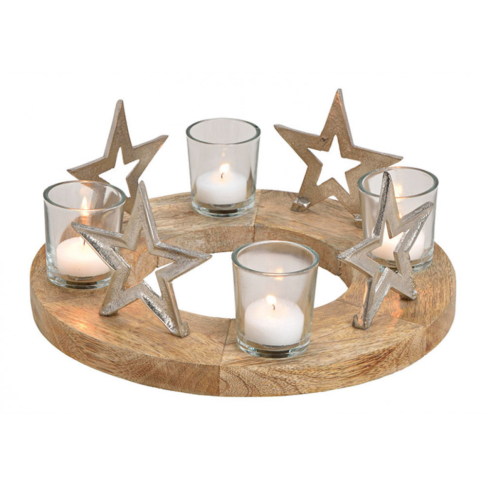 Christmas wreath, star decor of metal, glass mango