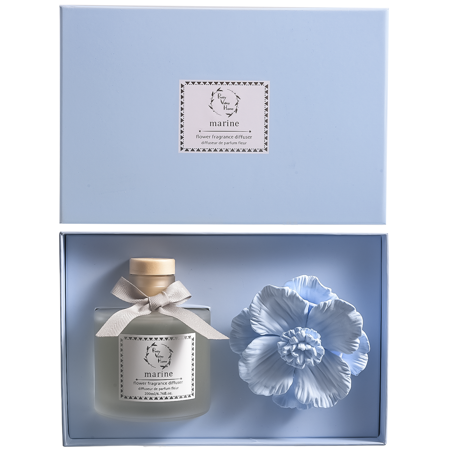 Marine Blue - Blue Diffuser Set Gift Ceramic Flower