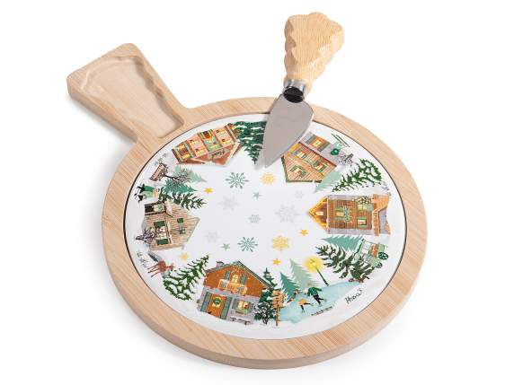 Thumbnail: Wood and Ceramic Cutting Board Set with Cheese Knife