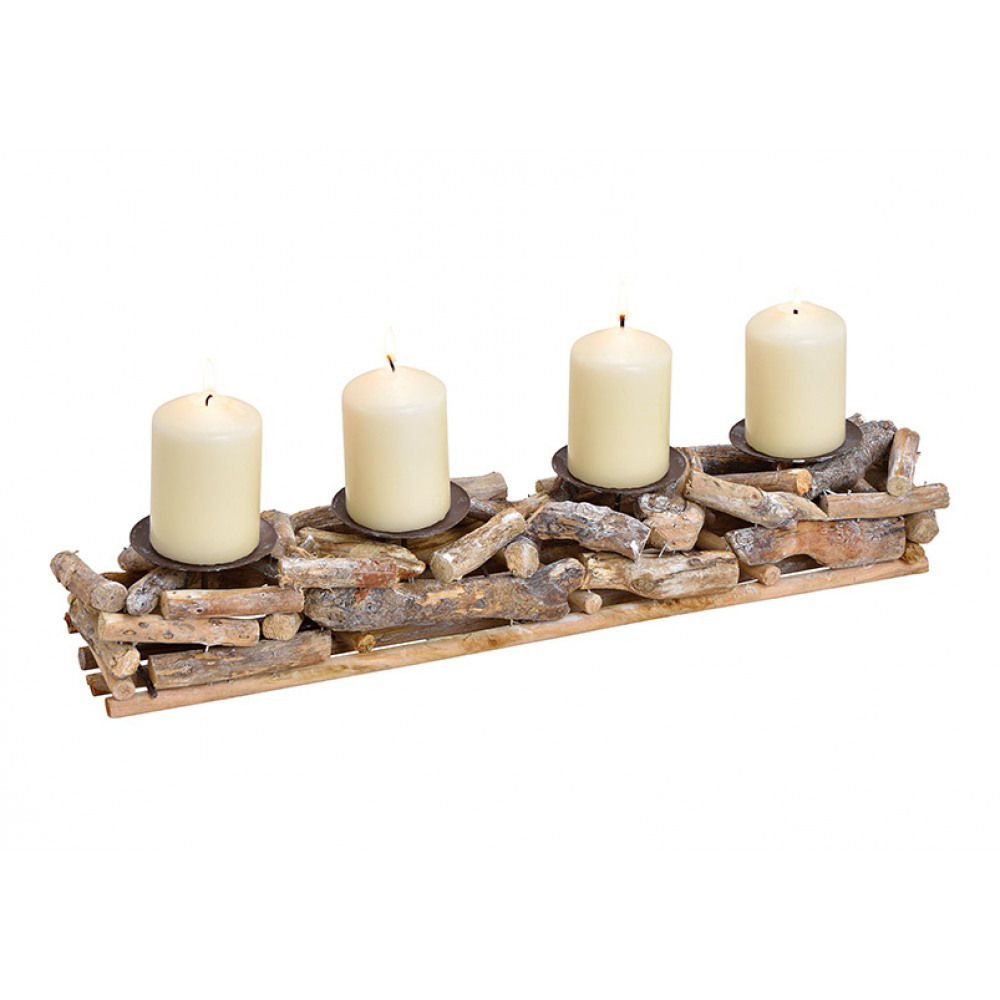 Candlesticks Advent arrangement of wood