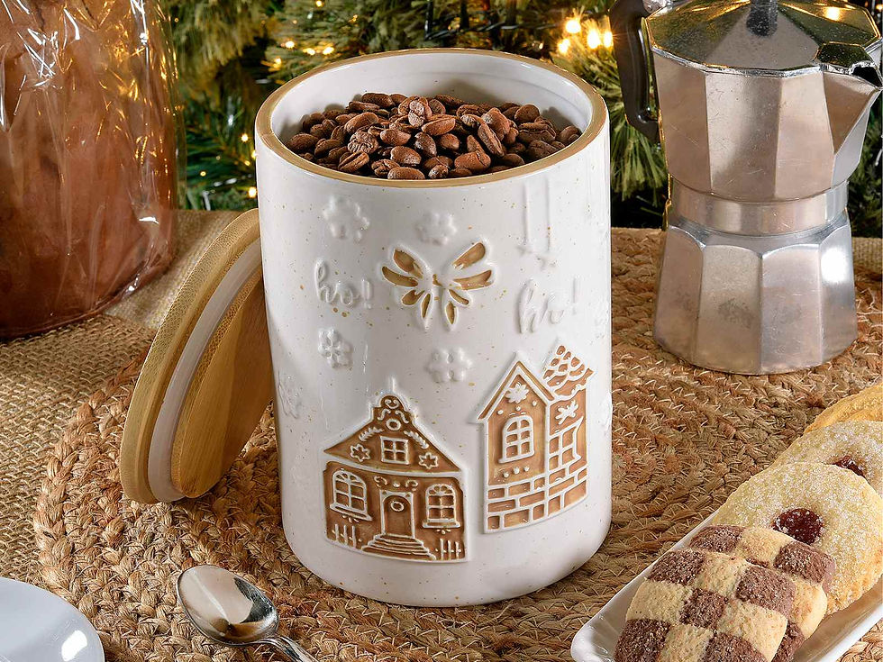Thumbnail: Ceramic food jar with embossed decorations