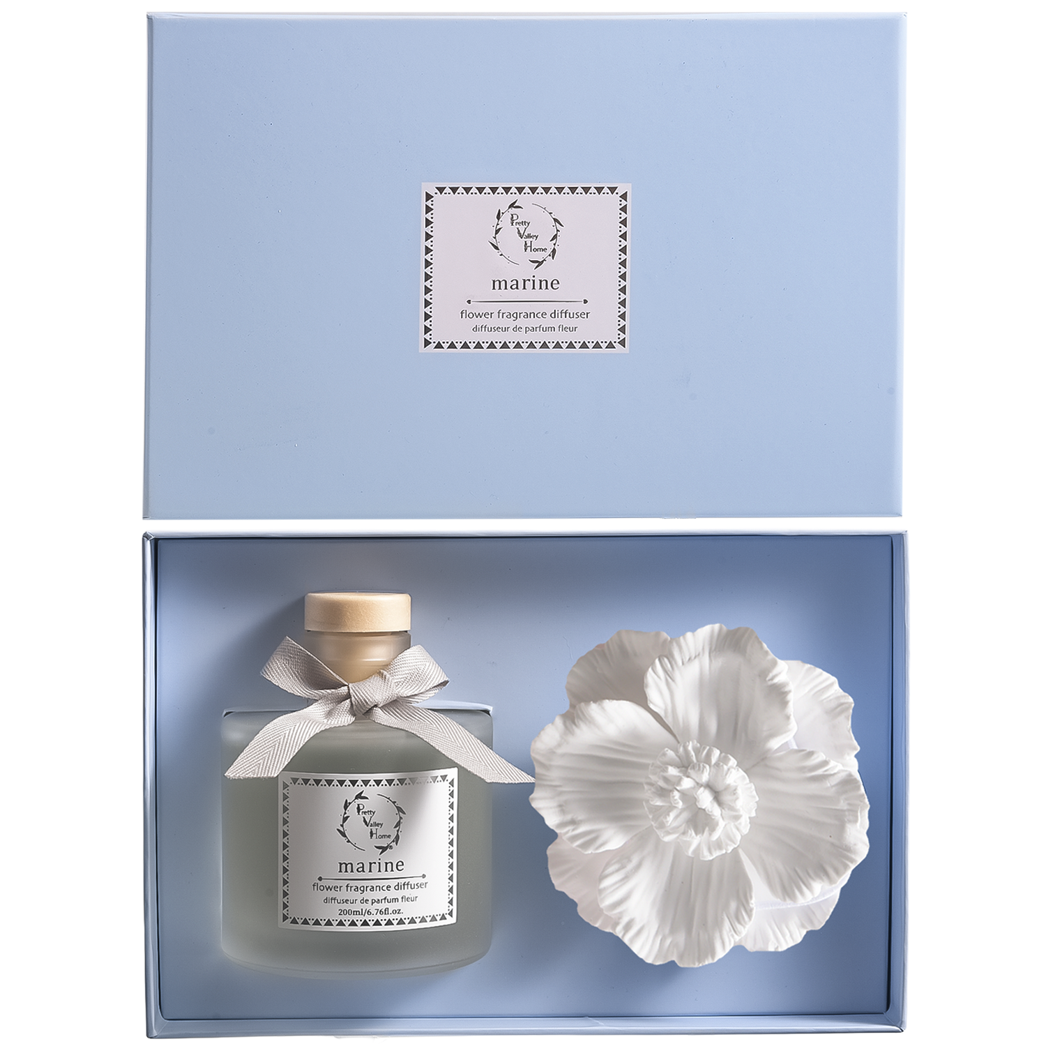 Marine White - White Diffuser Set Gift Ceramic Flower