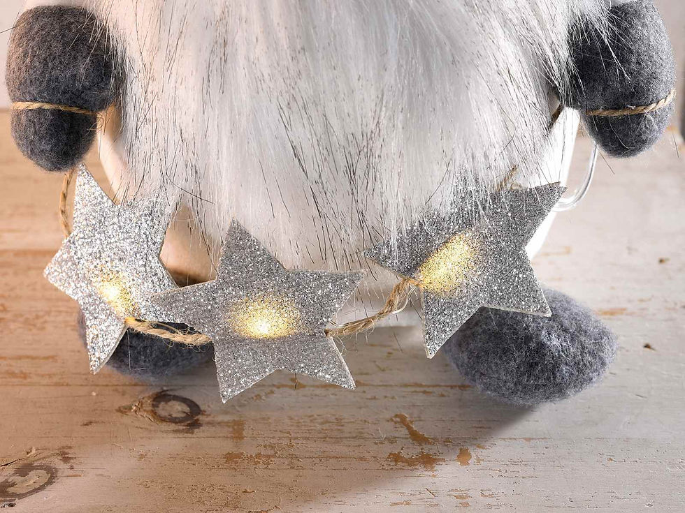 Thumbnail: Santa Claus in cloth with long beard and star string lights