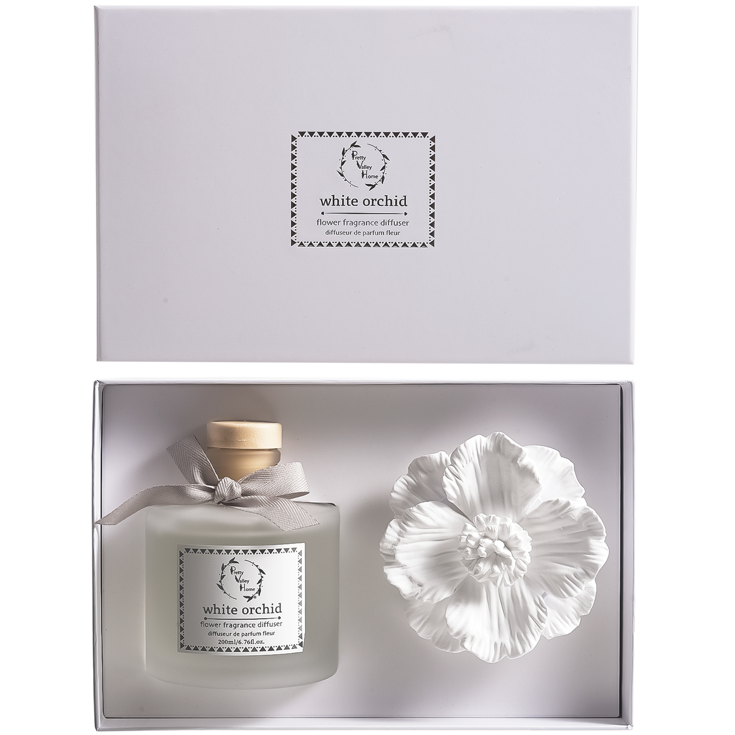 Orchid -White Diffuser Set Gift Ceramic Flower