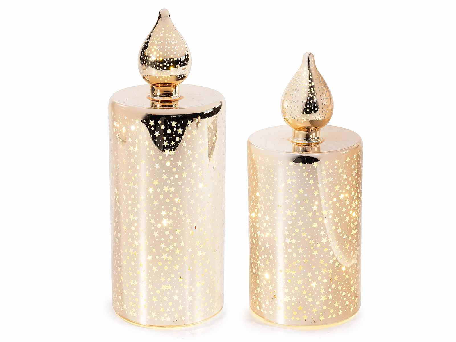 Set of 2 Glass Candle Lamps with Moving LED Lights