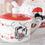 Thumbnail: Teapot and 2 porcelain cups set with hearts and lovers