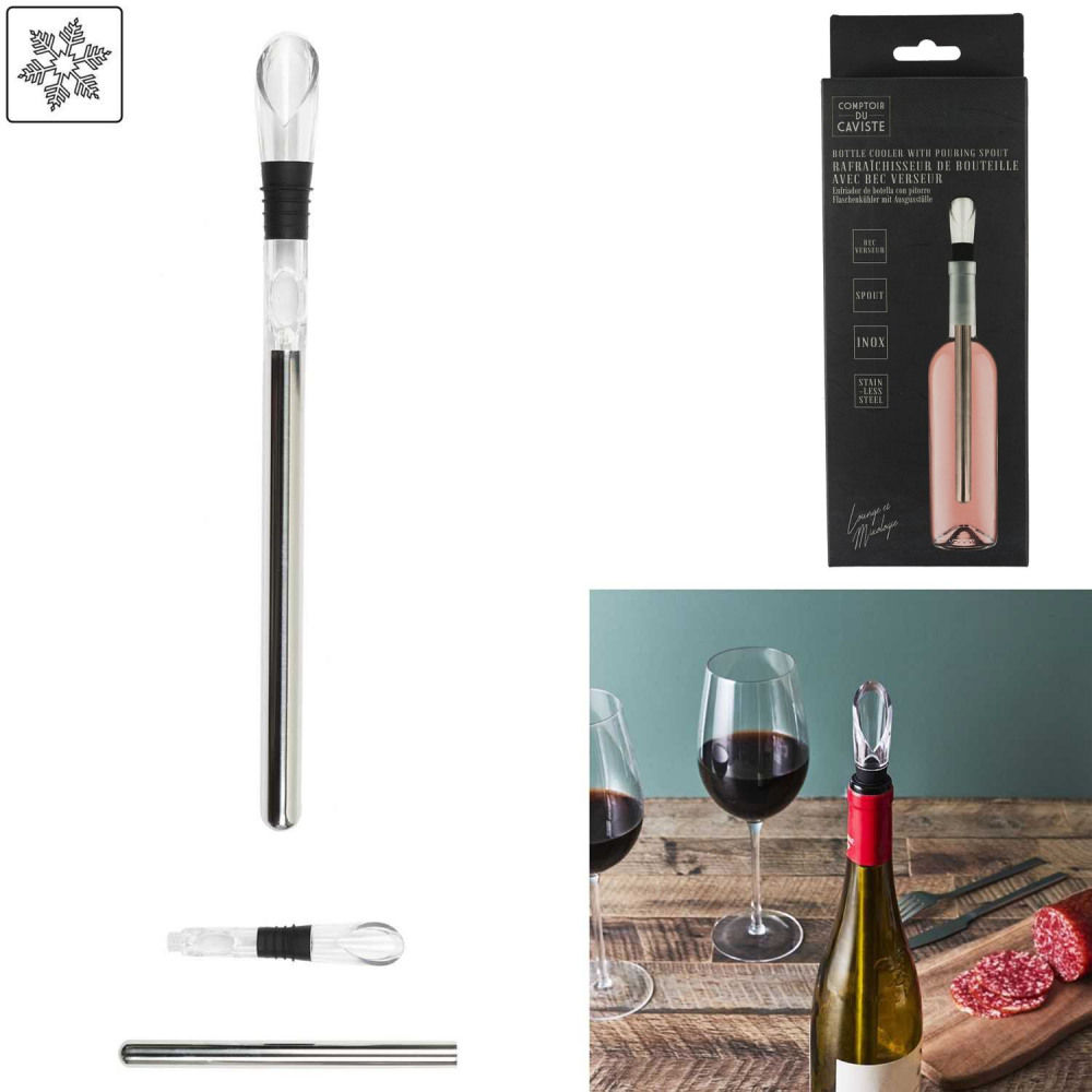 Wine chiller stick with spout