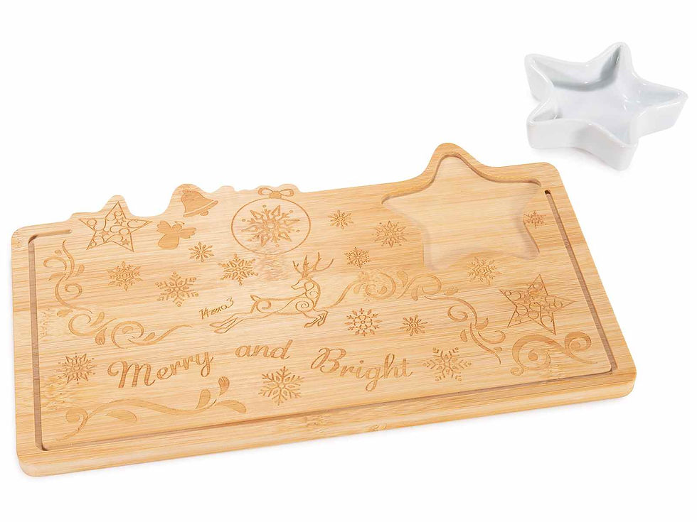 Thumbnail: Wooden aperitif set decorated with star-shaped ceramic cup