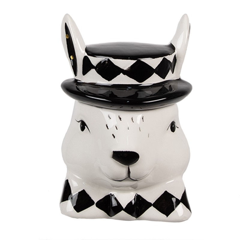 Storage Jar Rabbit 11 cm White Black Ceramic