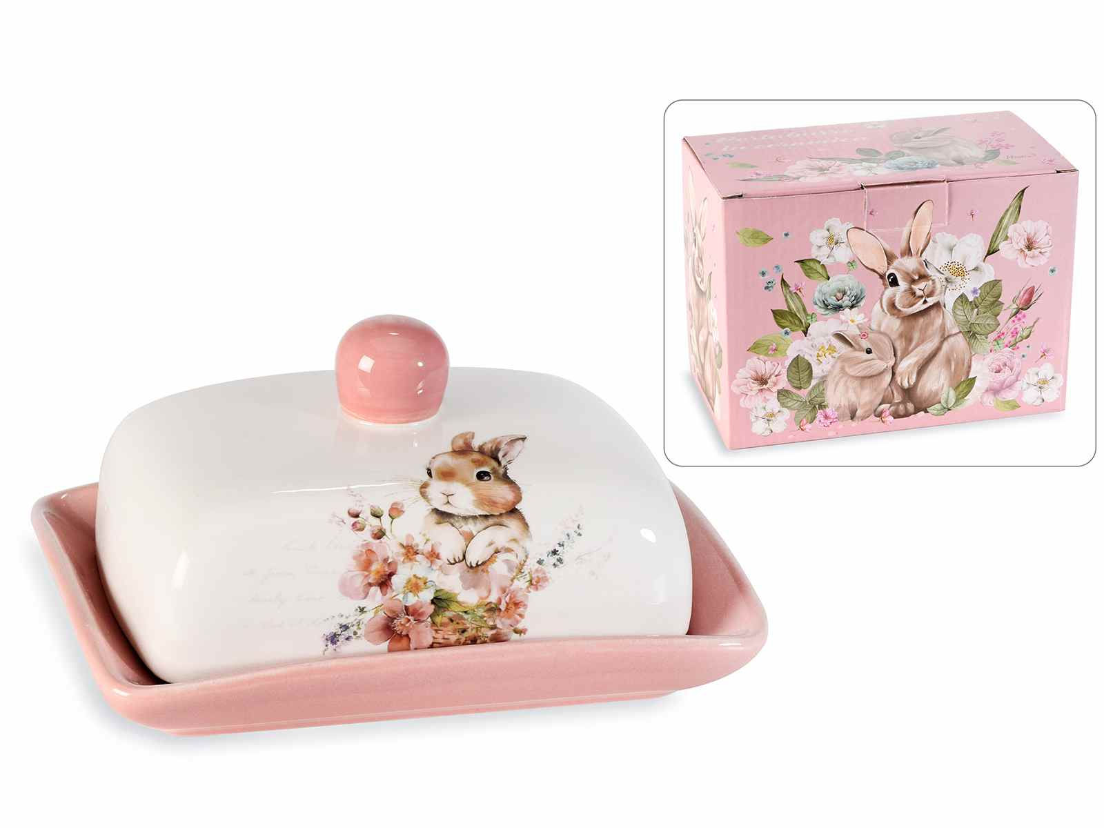 Ceramic butter dish "Bunny" w/lid and box. gift