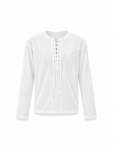 【最終値下げ】ローヘン　LONG STRING SHIRT WHITE Lace Up Rib Long Sleeve White | Selonid｜セロニッド
