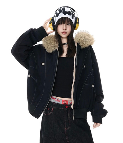 Fur Hooded Bomber Jacket | Selonid｜セロニッド