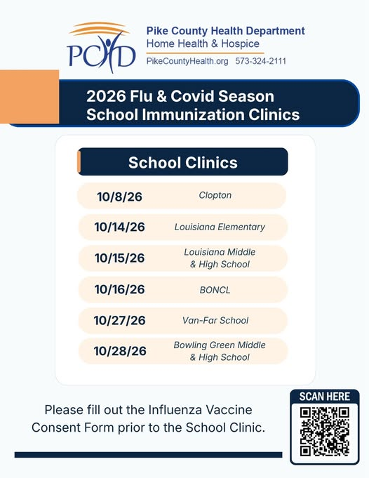 Pike County Missouri Health Department school immunization clinic schedule