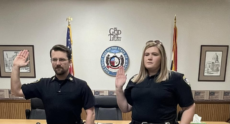 BOWLING GREEN POLICE WELCOME NEW OFFICER, PROMOTE CAPTAIN