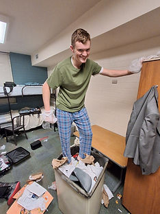Cleaning the room
