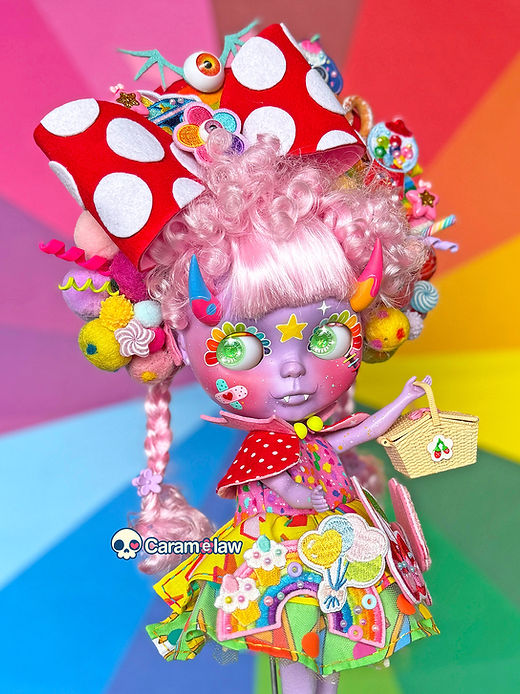Caramelpops Custom Art Blythe Doll - Halloween Scarlet Mischief