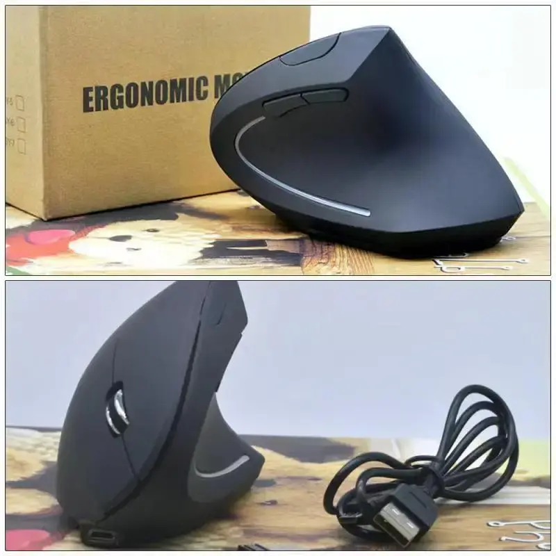Miniature : Souris de jeu optique ergonomique sans fil rechargeable 2,4 GHz verticale ajusta