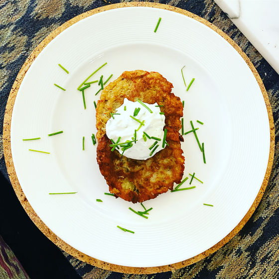 Latkes with a Chive Yoghurt Dip