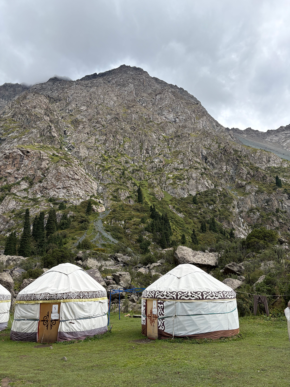 Yurts in the mountains in Kyrgyzstan