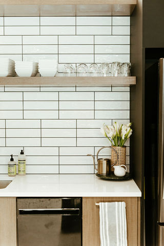 Design. Interior Design. Office Design. Modern. Mid Century Modern. Workplace Design. Lounge. Lobby. Space Planning. Living Room. Styling. Accessories. Lighting. Flexible Workspace. Kitchen. Subway tile. Kitchen shelves.