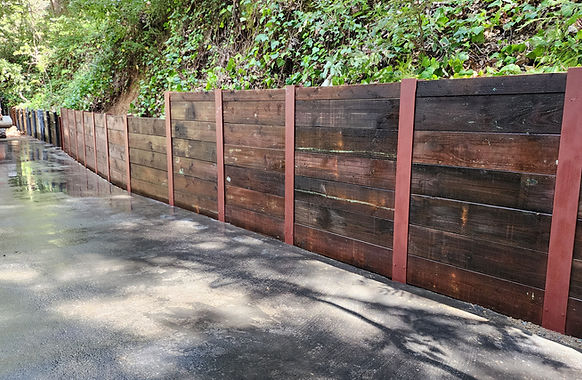 “Custom retaining wall installation by Crestline Construction.”