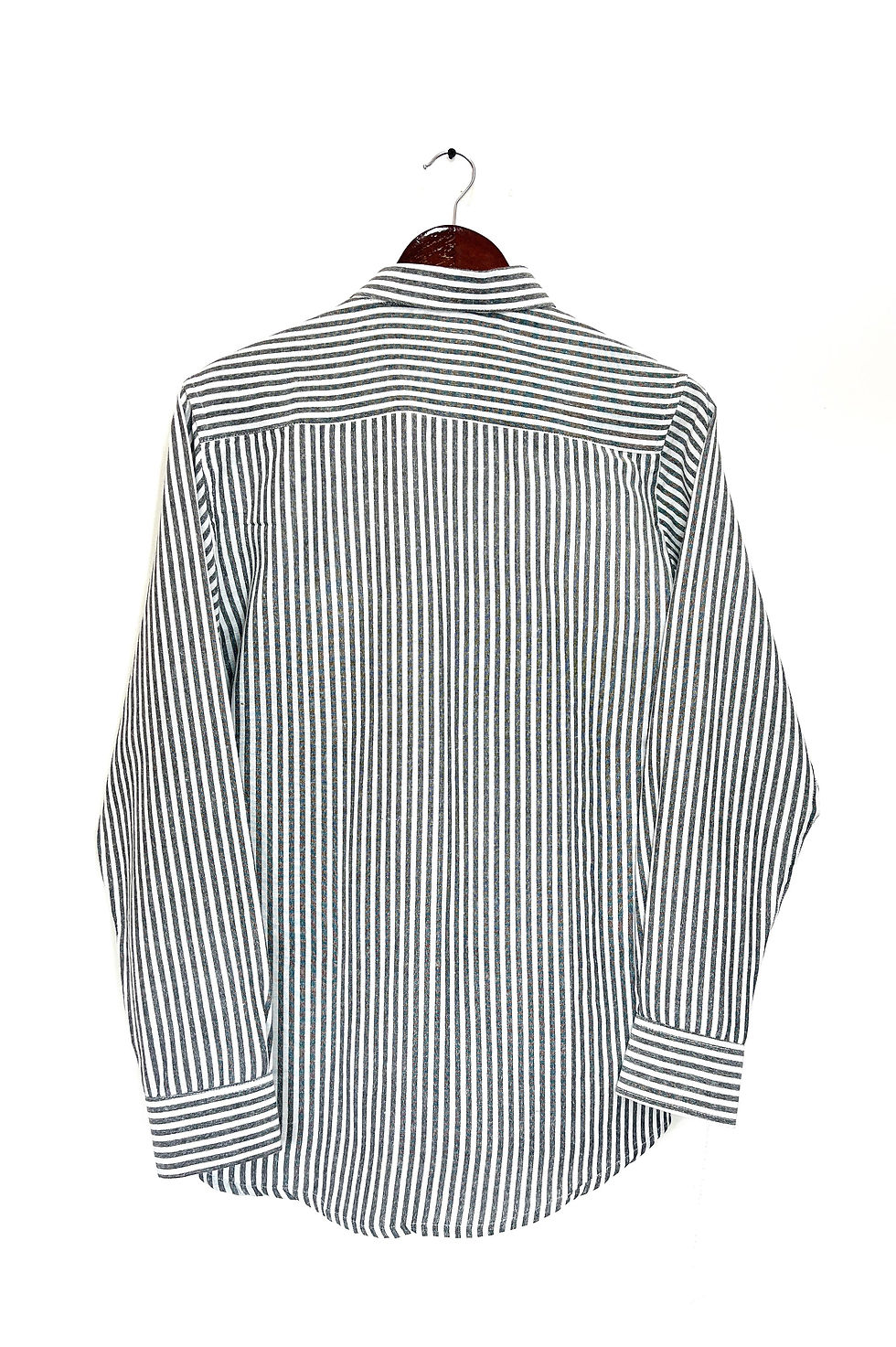 Thumbnail: Men Gray Regular Fit Stripe Full Sleeve Formal Shirt
