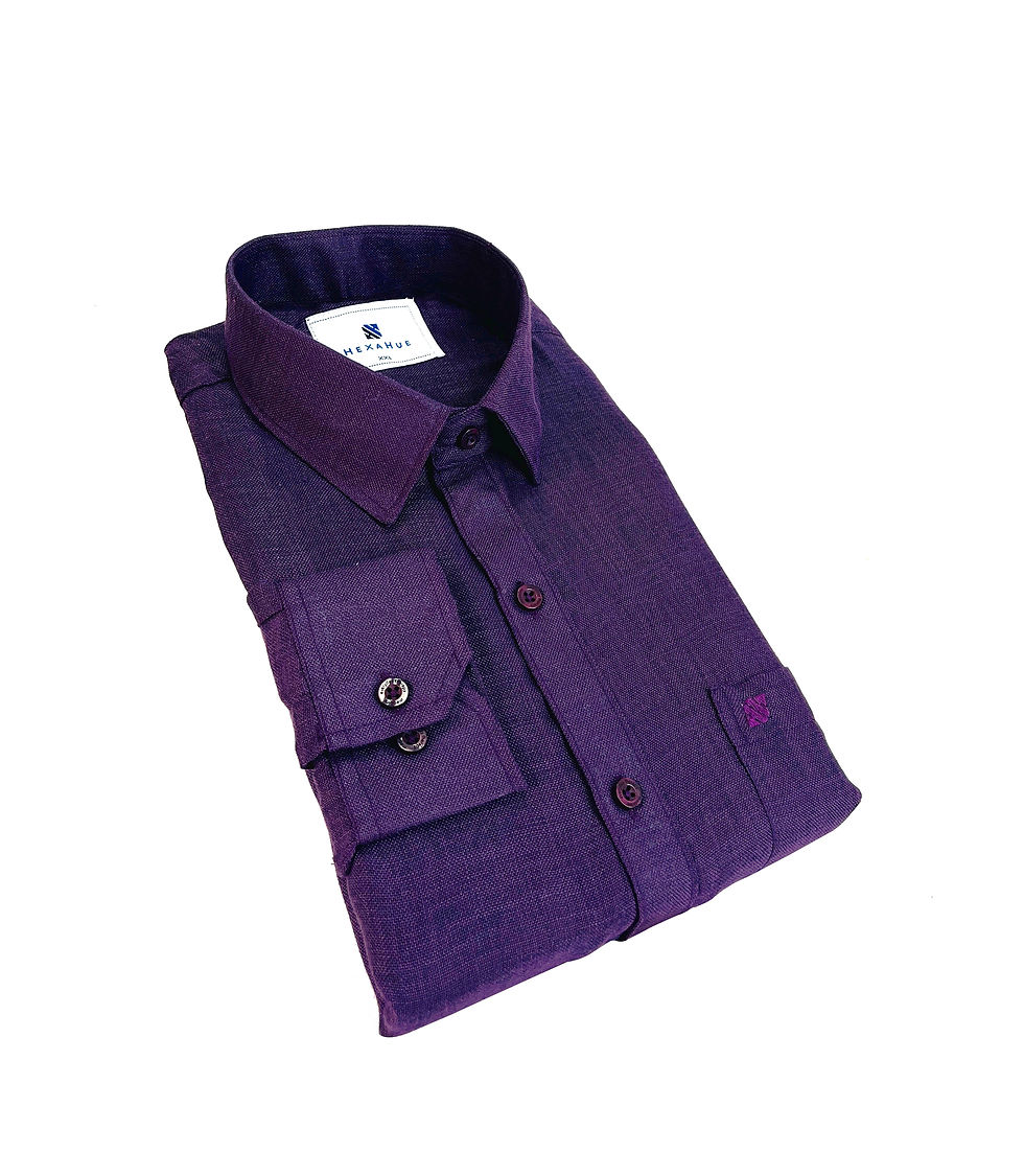 Thumbnail: Men purple colour cotton linen regular fit full sleeve formal shirt